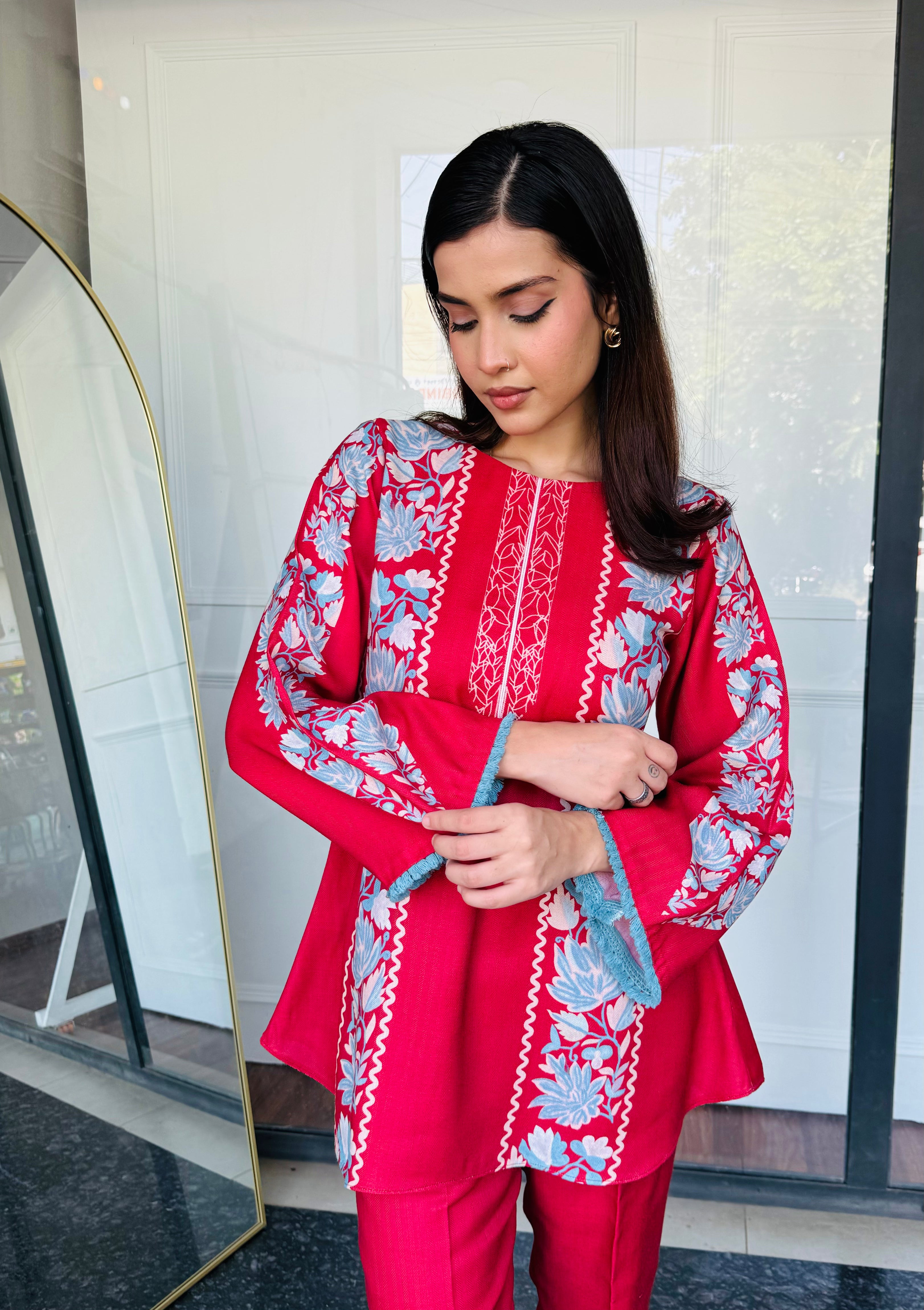 Red & Blue Festive Kurta Set