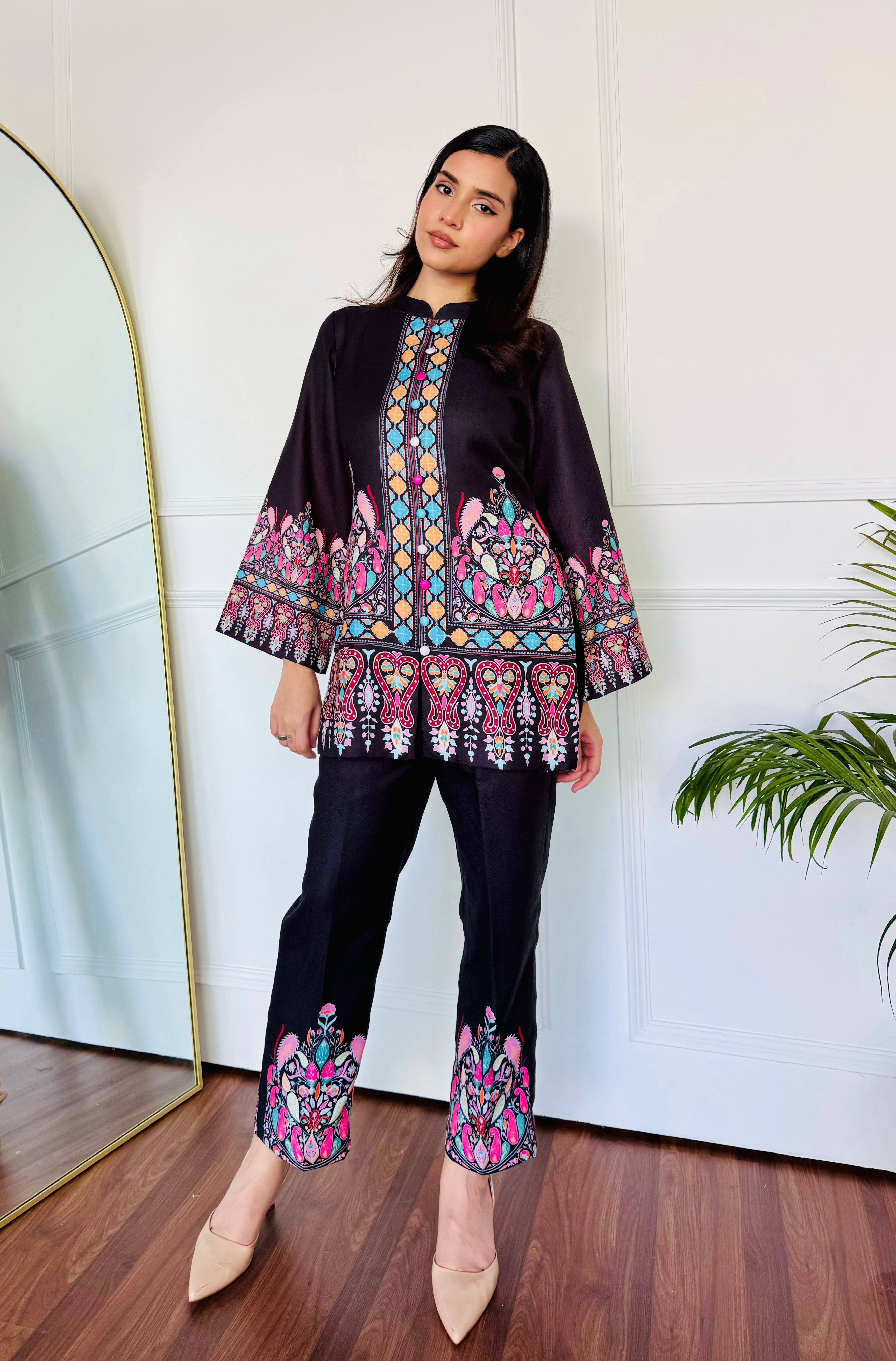 Colorful Black Kurta Set