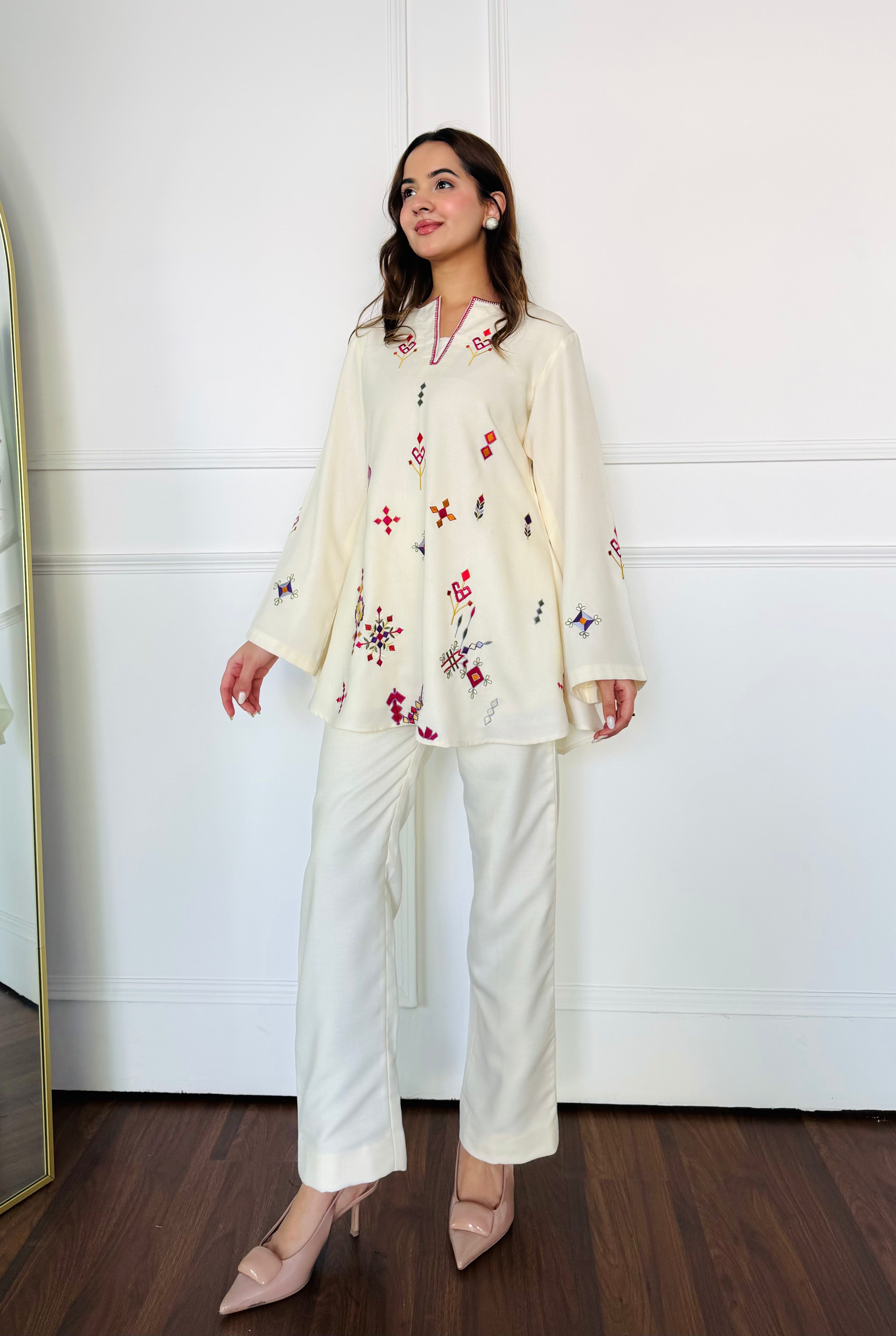 Ivory Embroidered Kurta Set