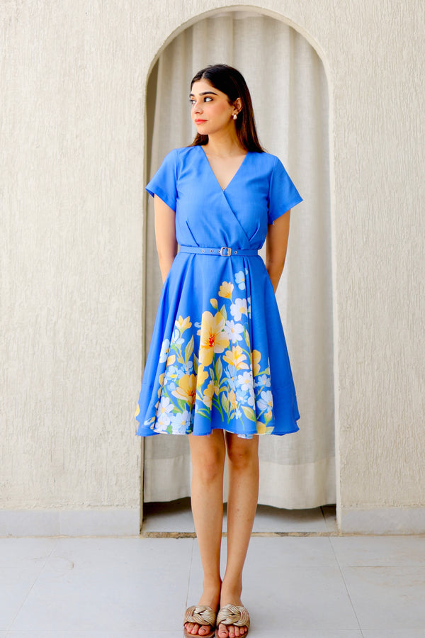 Sunny Blue Floral Summer Dress