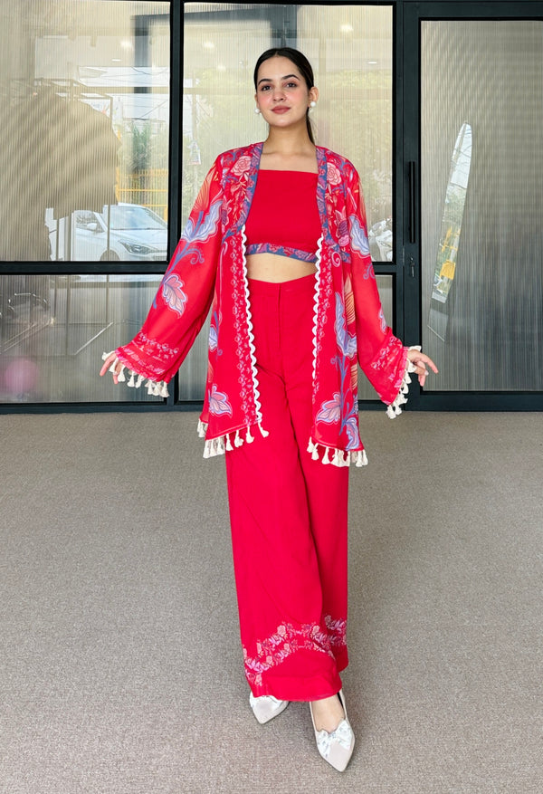 Ayesha Red Festive Fusion Set