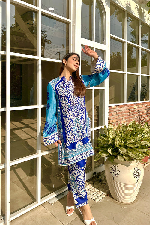 Myra Blue Pashmina Pakistani Kurta Set