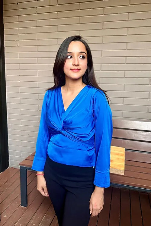 Satin Front Knot Top