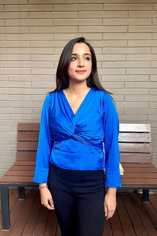 Satin Front Knot Top