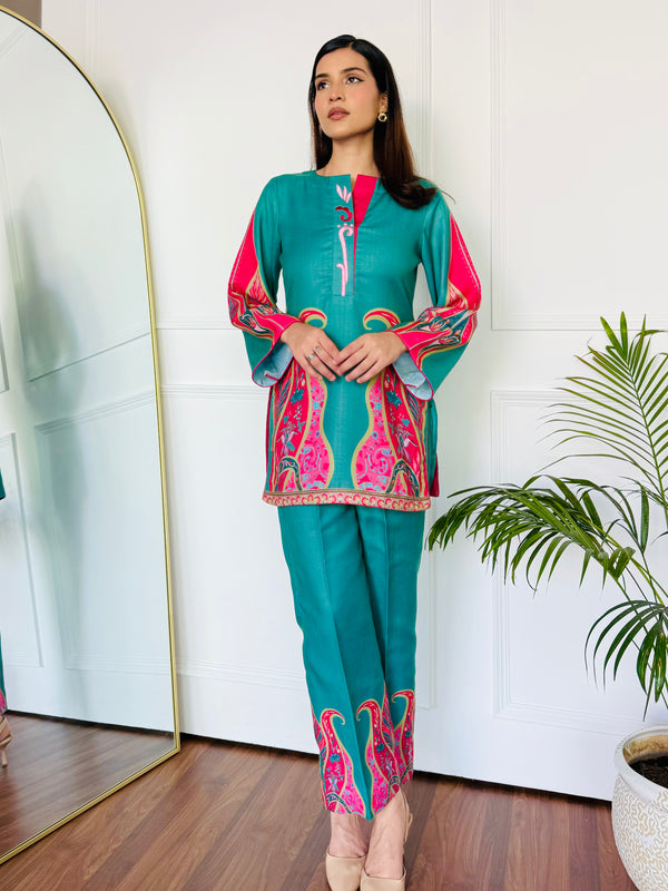 Pink & Green Festive Kurta Set