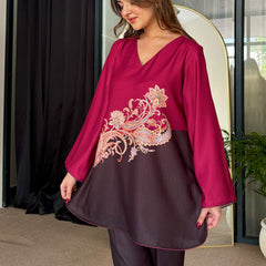 Bold Two Tone Black Winter Kurta Set