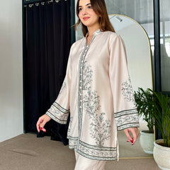Beige Winter Floral Pashmina Kurta Set