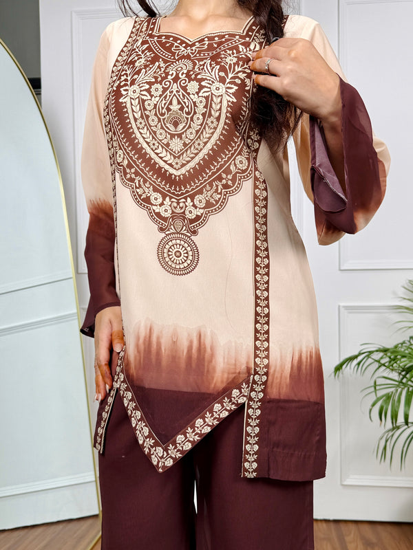 Mocha Mirage Ombre Kurta Set