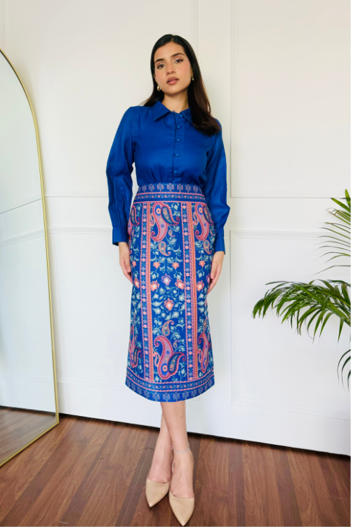 Timeless Blue Skirt Set