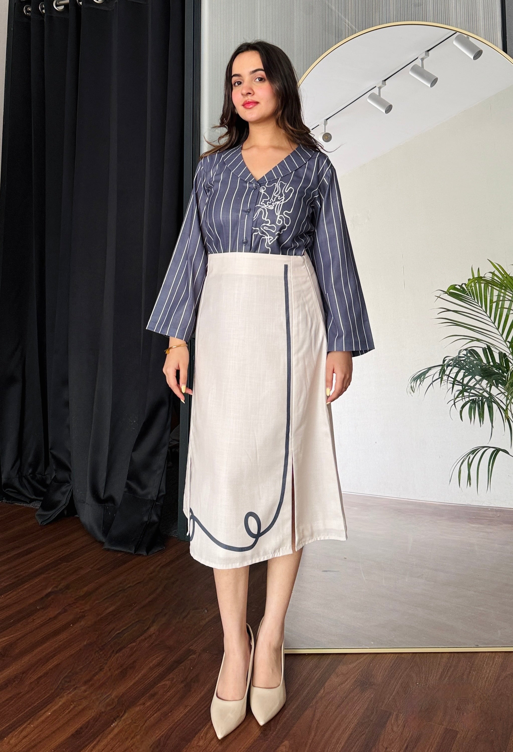 Chalk & Charcoal Formal Skirt Set