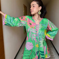 Feriha Green Floral Pakistani Kurta Set