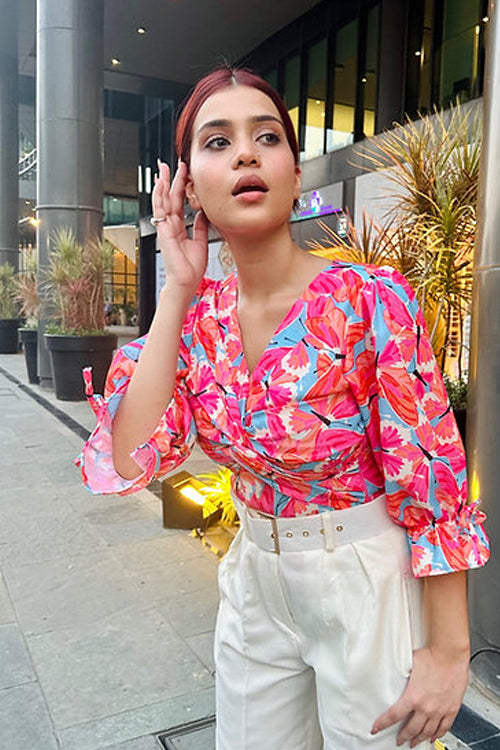 Colorful Coord With Off White Trousers
