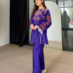 Purple Winter Pashmina Kurta Set
