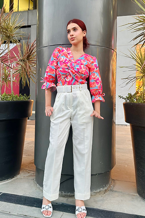 Colorful Coord With Off White Trousers