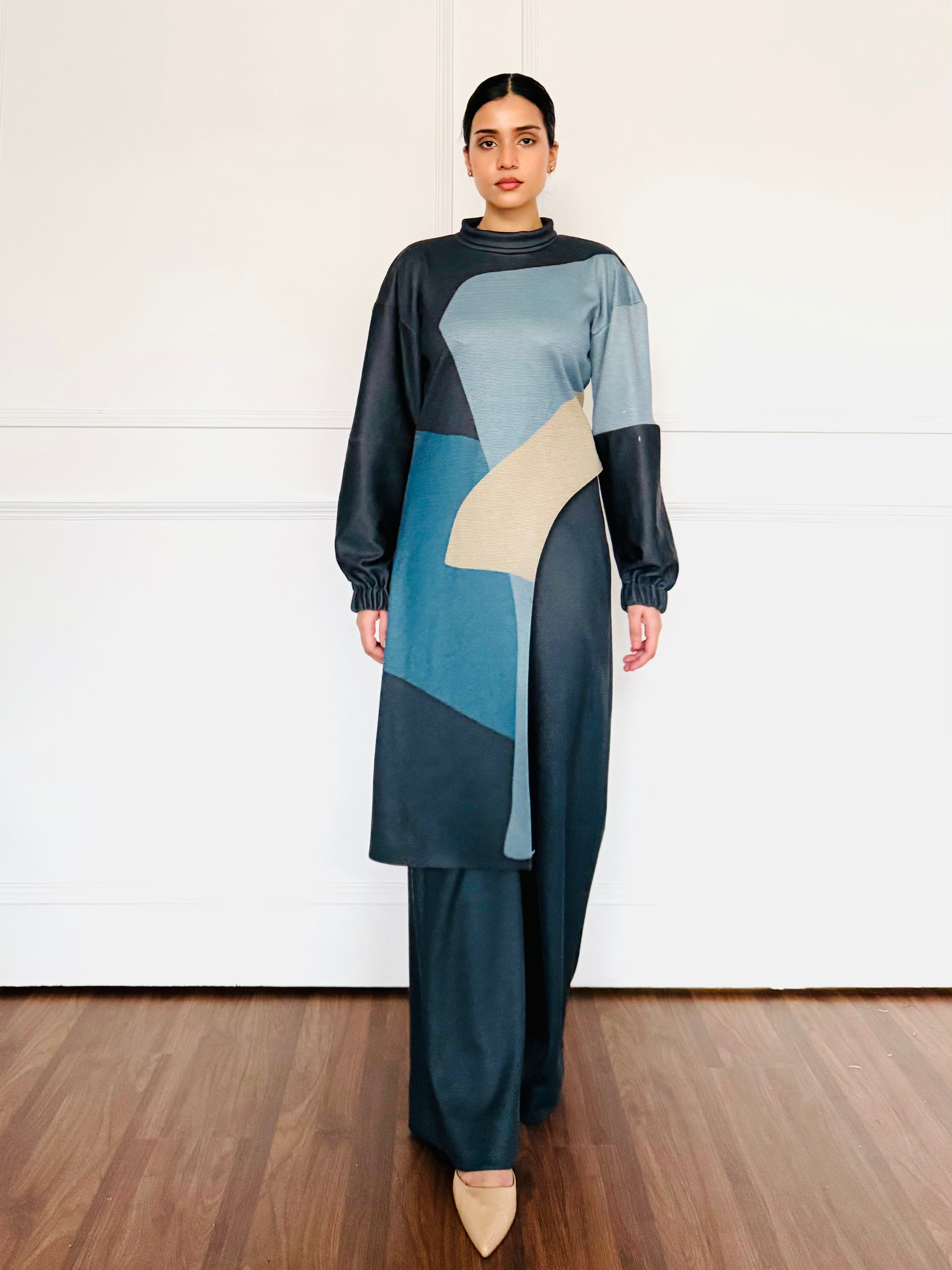 Abstract Sculpted Woollen Co-ord Set