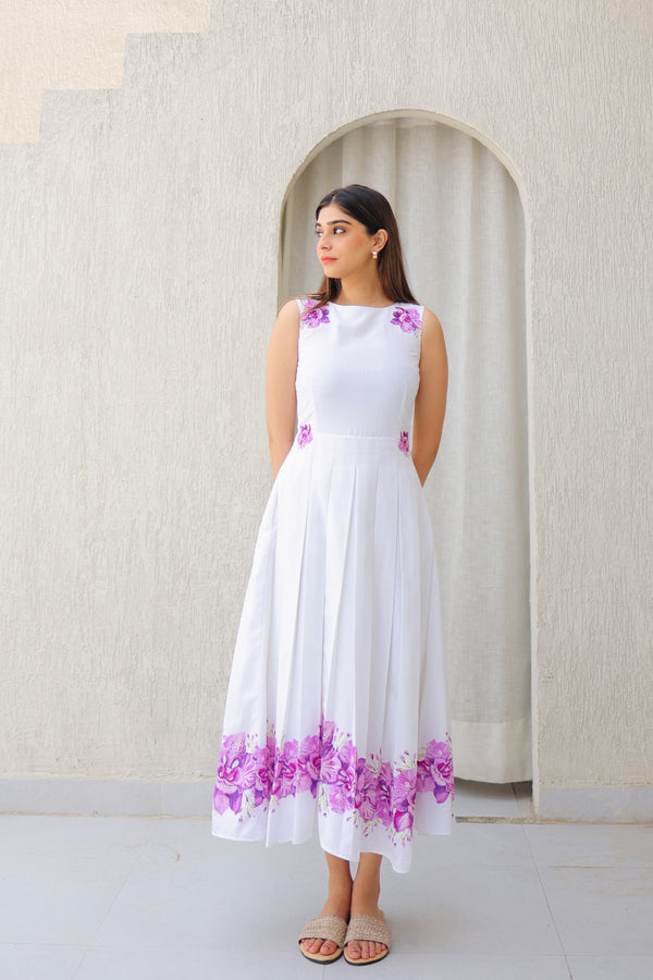White & Pink Floral Summer Dress