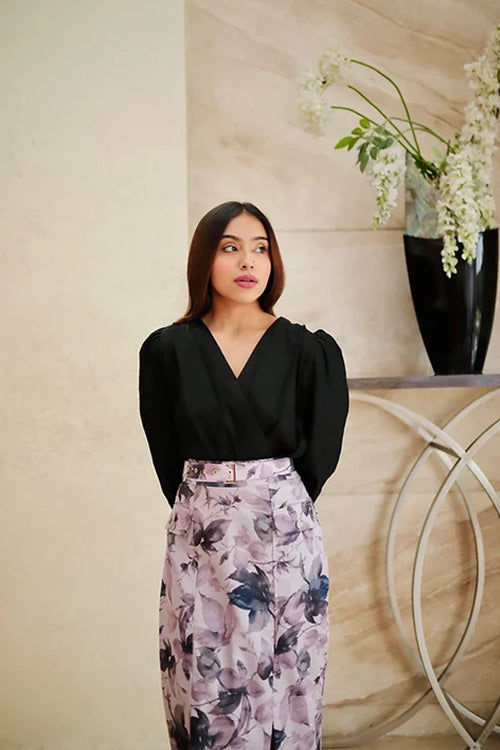 Lyla Pastel Skirt With Black Formal Pleated Top