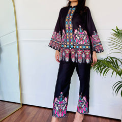 Colorful Black Kurta Set