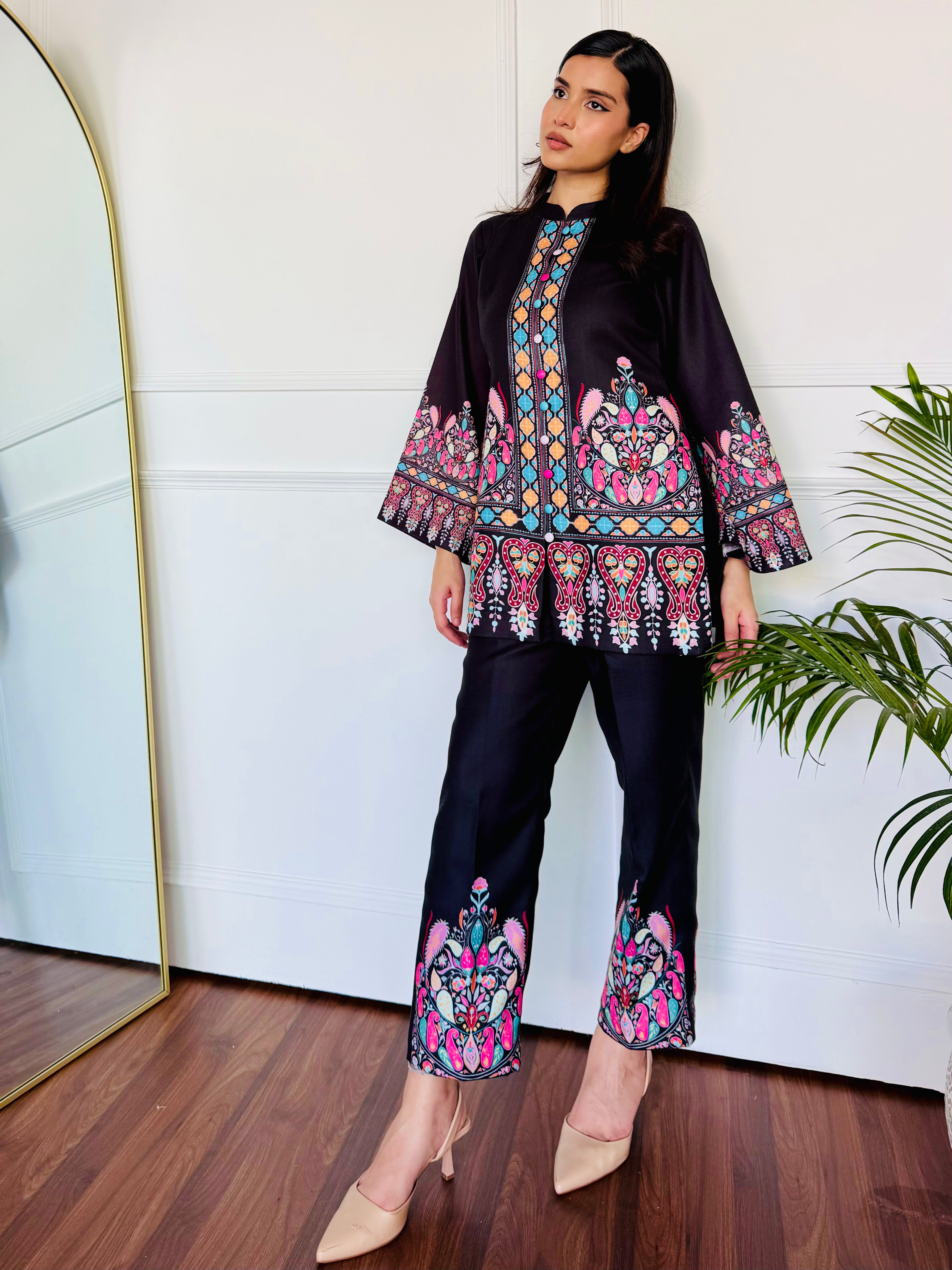Colorful Black Kurta Set