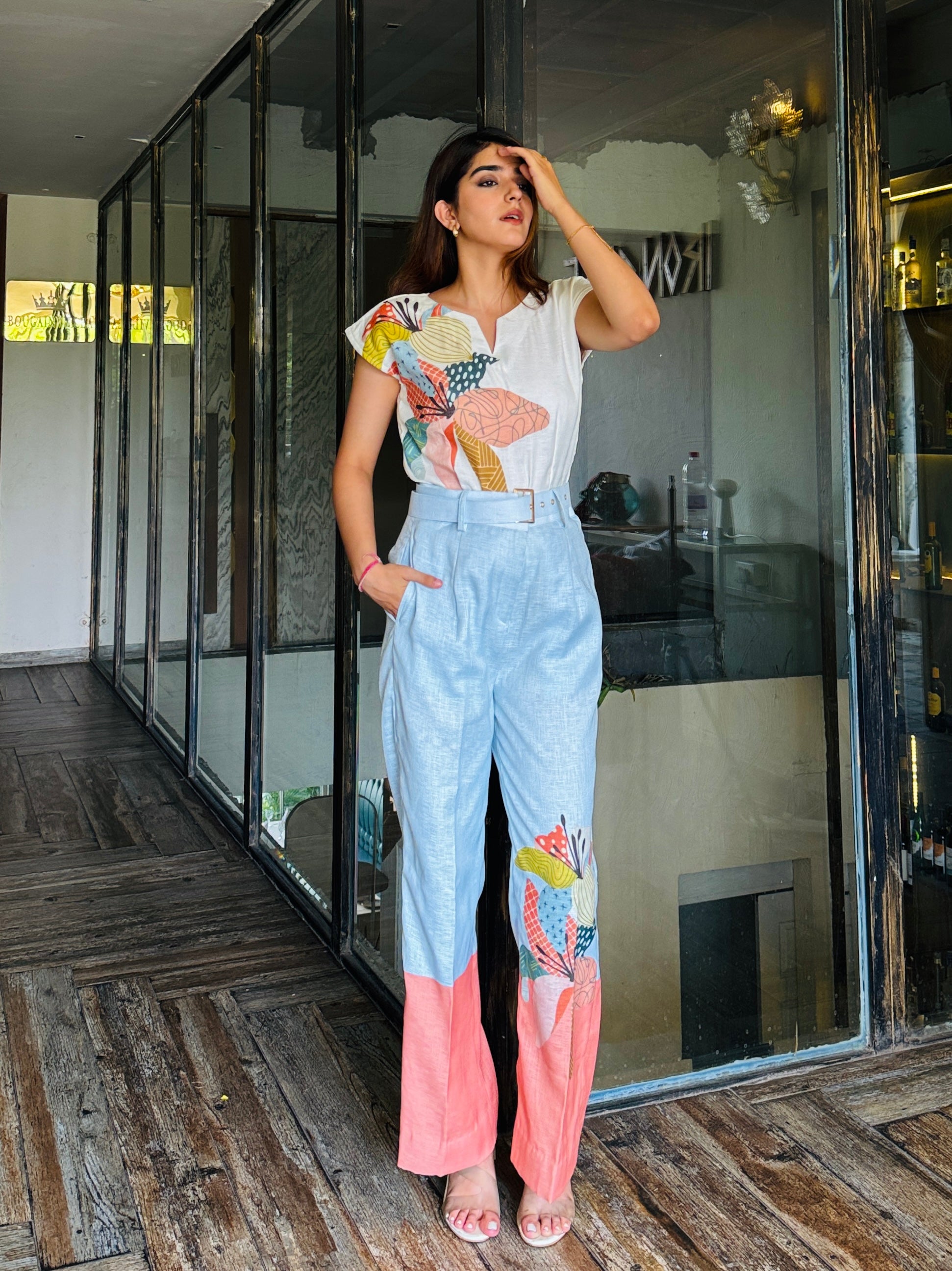 Peppy White Blue Summer Coord