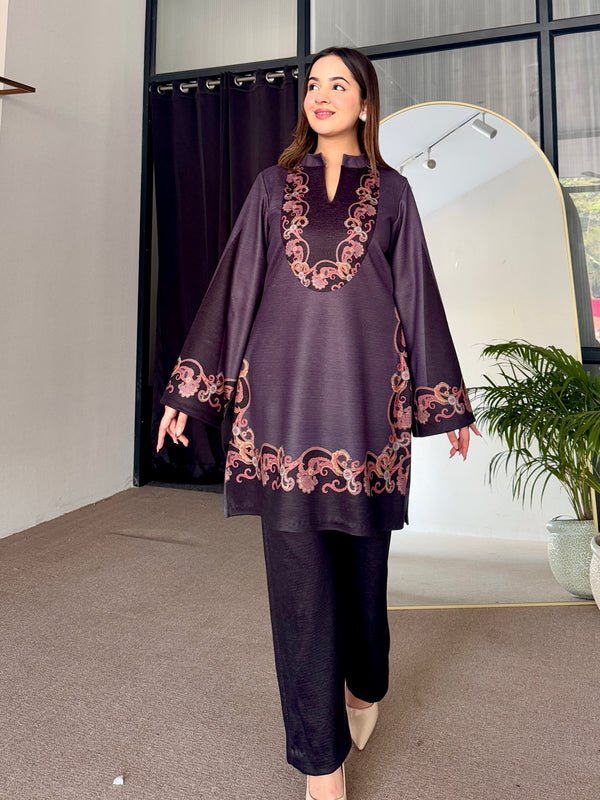 Midnight Mirage Woollen Kurta Set