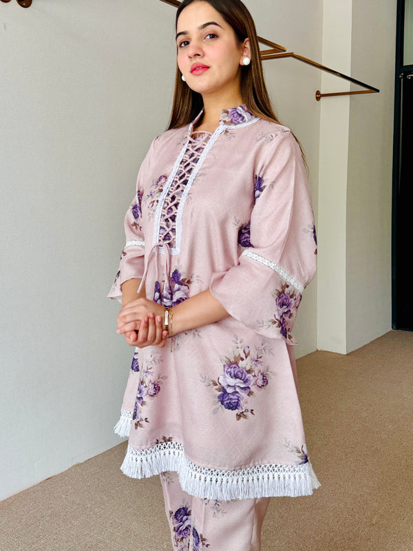 Mahira Beige Floral Festive Kurta Set
