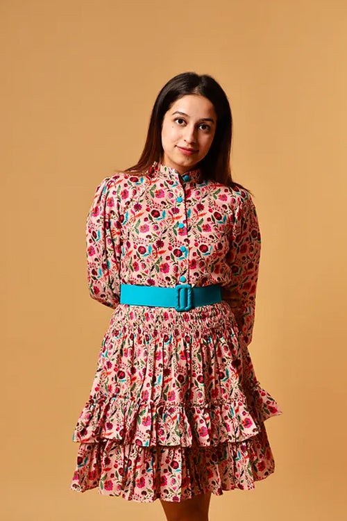 Rory Printed Dress With Blue Belt