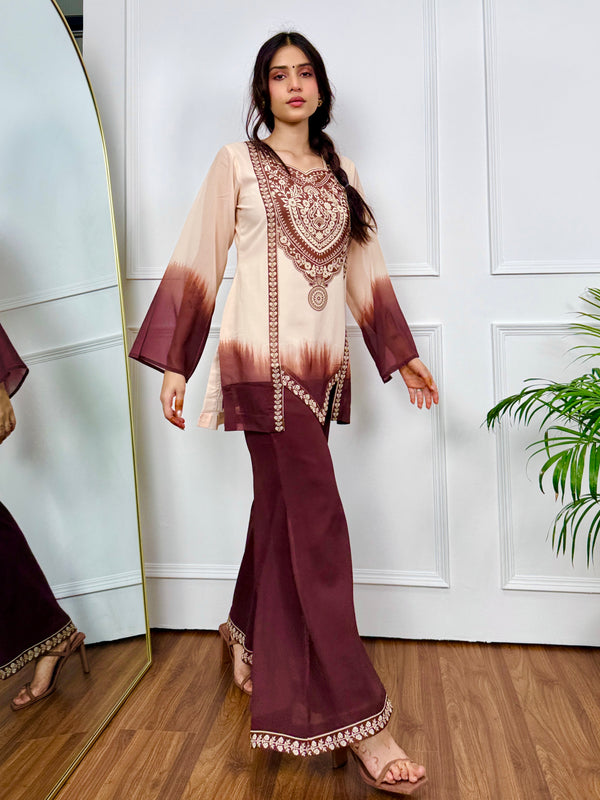 Mocha Mirage Ombre Kurta Set