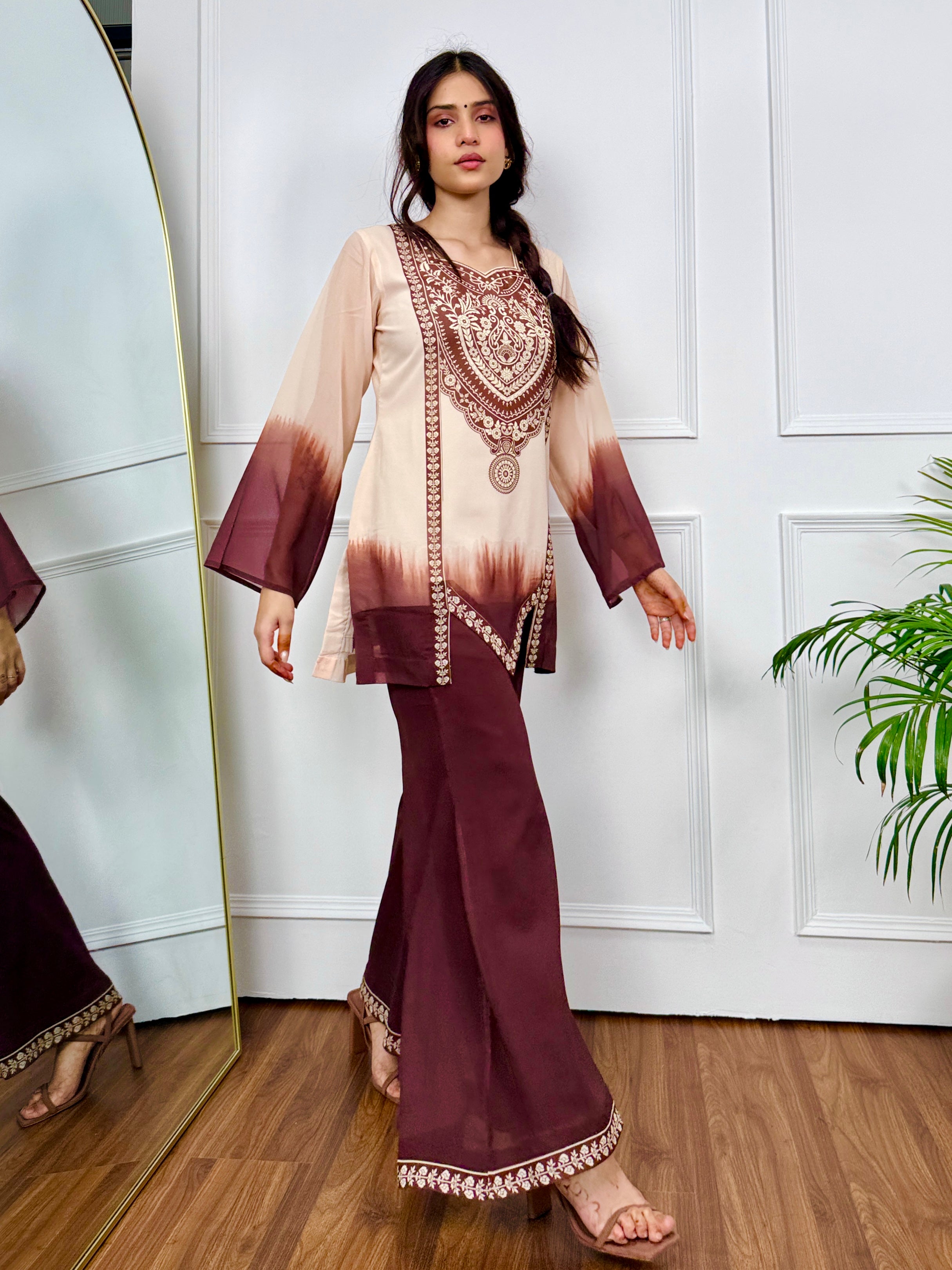 Mocha Mirage Ombre Kurta Set