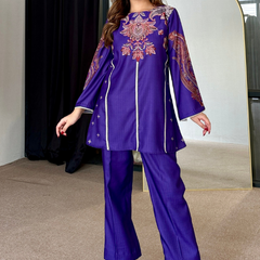 Purple Winter Pashmina Kurta Set