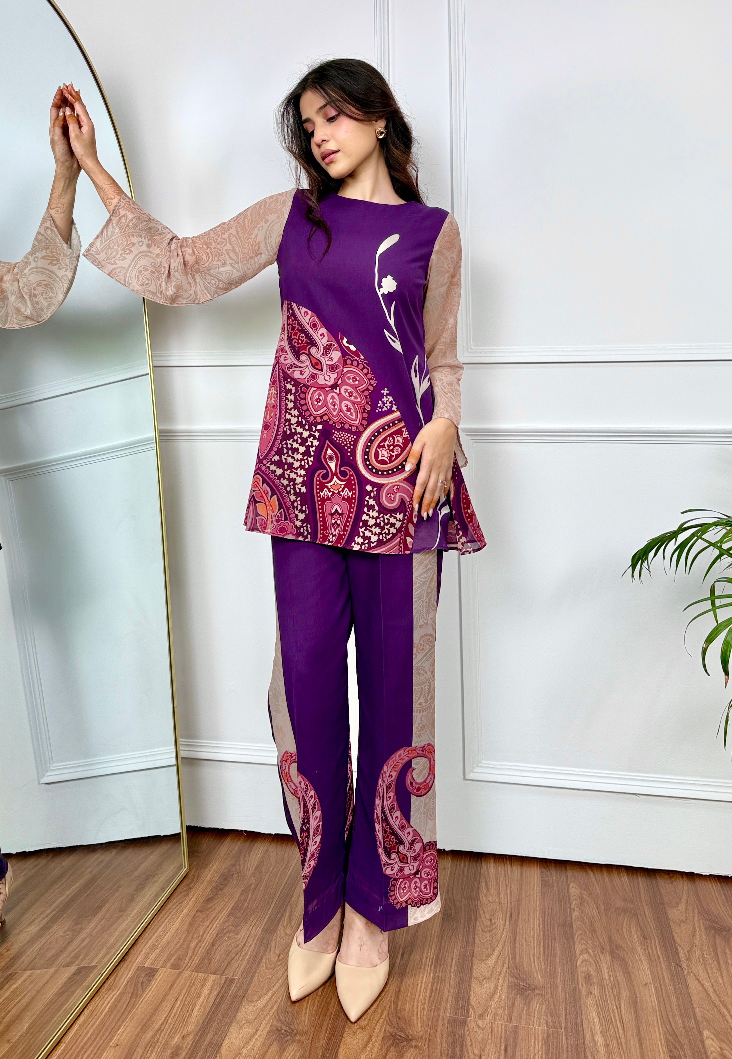 Purple Paisley Kurta Set