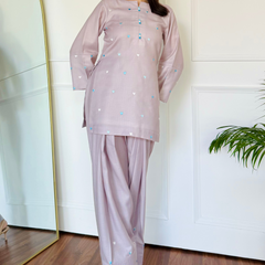 Pastel Embroidered Hearts Kurta Set