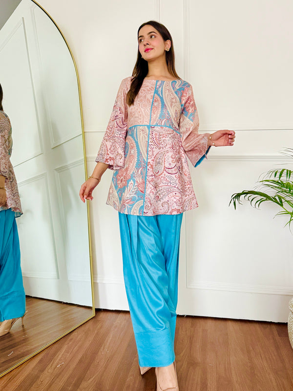 Blue Riwaz Farshi Salwar Kurta Set
