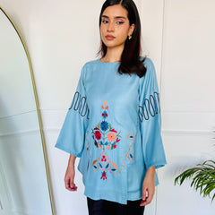 Blue & Black Embroidered Kurta Set