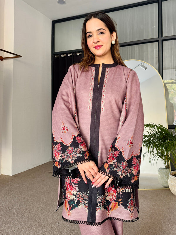 Pink Blossom Winter Kurta Set
