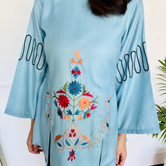 Blue & Black Embroidered Kurta Set