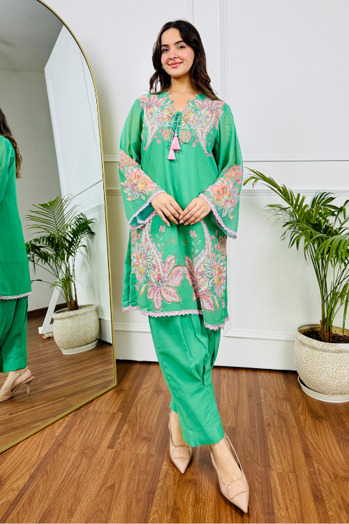 Green Paisley Festive Kurta Set