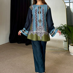 Emerald Elegance Pashmina Kurta Set