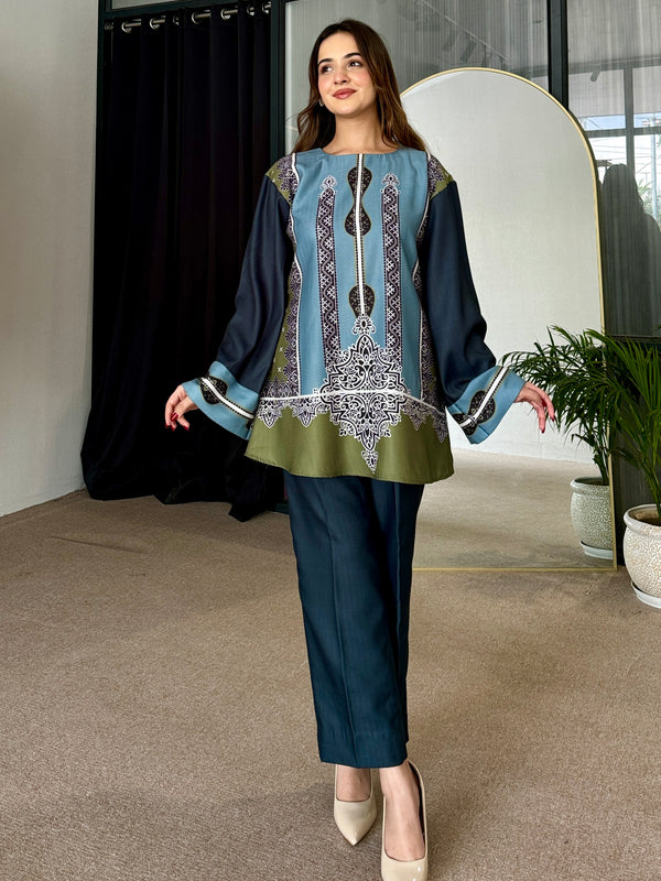 Emerald Elegance Pashmina Kurta Set