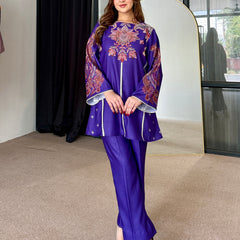 Purple Winter Pashmina Kurta Set