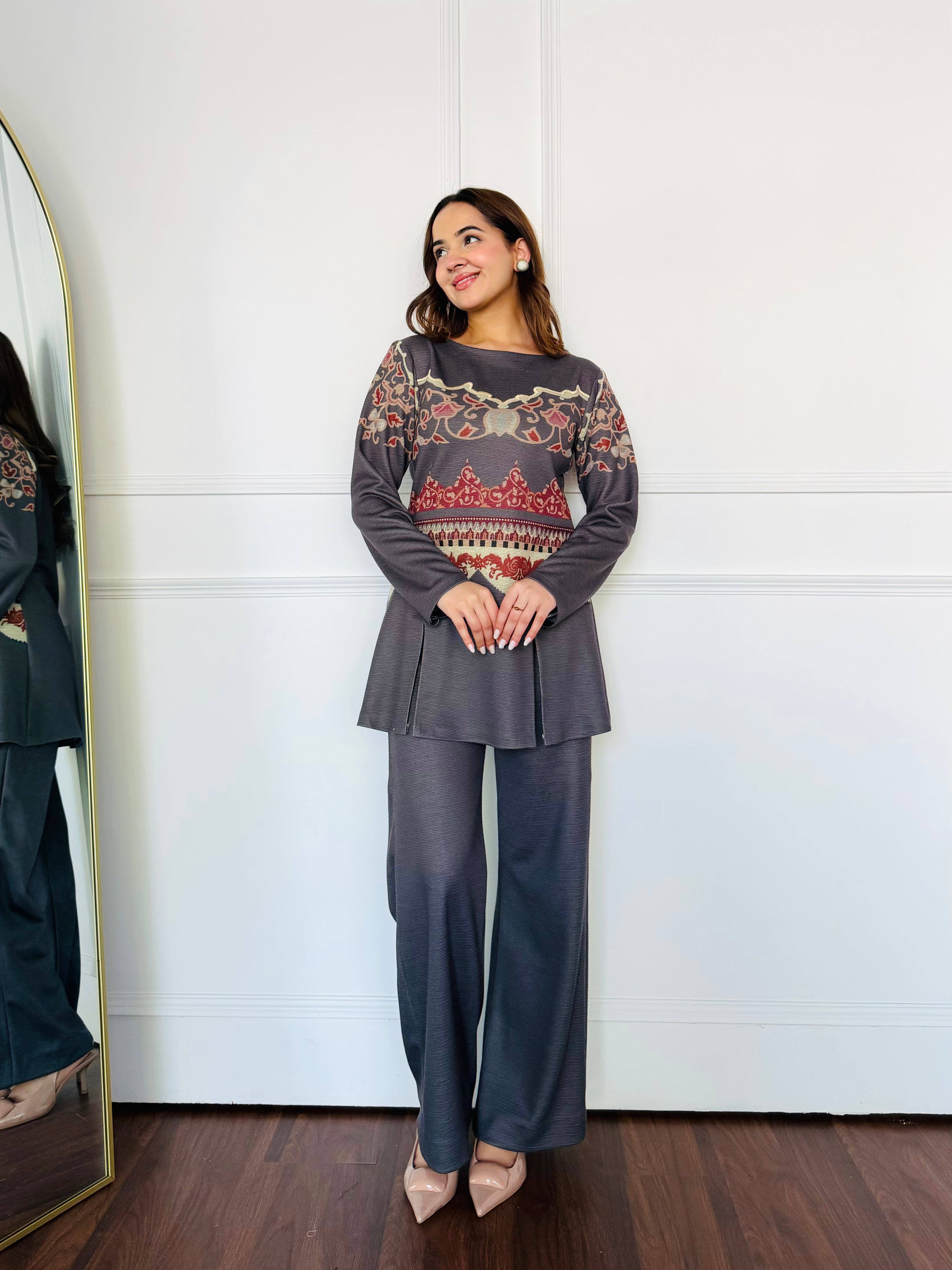 Gray Winter Woollen Co-ord Set