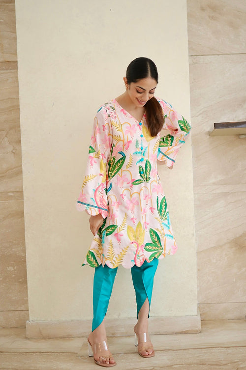 NOORI PINK FLORAL PAKISTANI KURTA SET