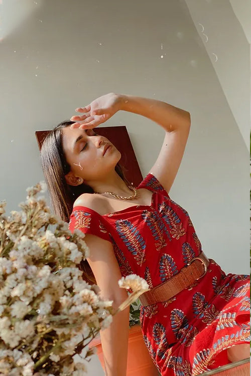 Bella Red Midi Dress