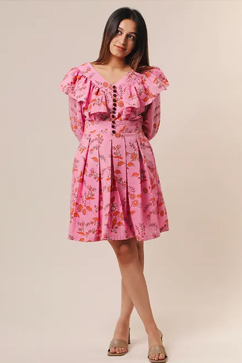 Siera Pink Midi dress with frills