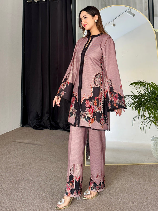 Pink Blossom Winter Kurta Set