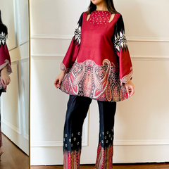 Red & black Paisley Co-ord Set