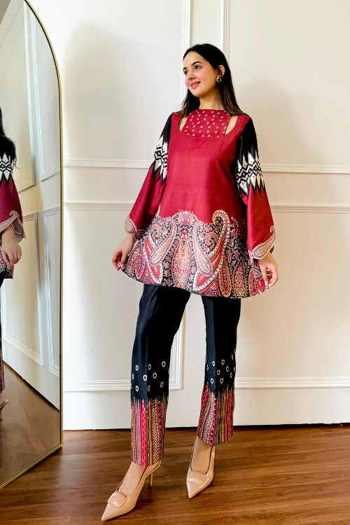 Red & black Paisley Co-ord Set