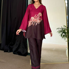 Bold Two Tone Black Winter Kurta Set