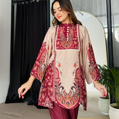 Feriha Beige Bold Winter Pashmina Kurta Set