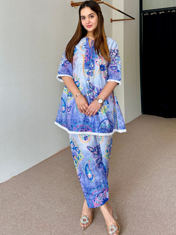 Blue Festive Schiffi Kurta Set